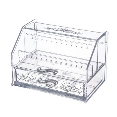 China Cosmetics Clear Acrylic Plastic Clear Acrylic Organizer Jewelry Box Desktop Storage Box Earring Box Earring Box for sale