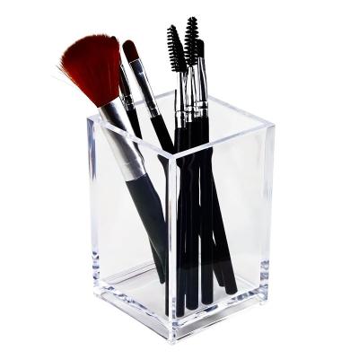 China Multifunctional Space Saving Customized Acrylic Clear Pen Holder Boxed Cube Acrylic Make Up Cosmetics Organizers for sale