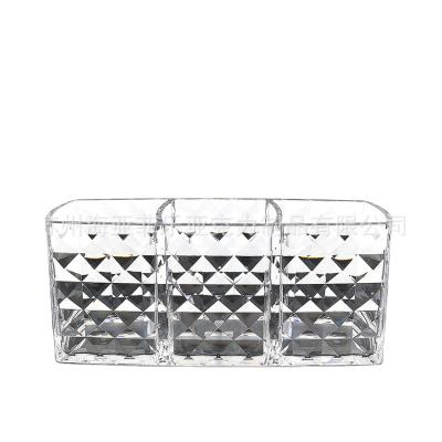 China Multifunctional Space Saving Fast Ship Customized Acrylic Clear Pen Holder Boxed Cube Acrylic Make Up Cosmetics Organizers for sale