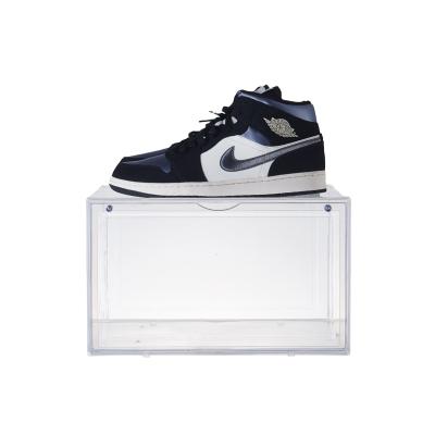 China Desktop Ready To Ship Clear Acrylic Sneaker Mens Shoe Rack Cases Jordan Drop Front Big Shoe Box 2021 for sale