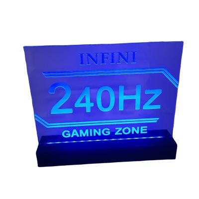 China Colorful Souvenir LED Block Shop Table Card Standee Display Logo Acrylic Block With USB Charging for sale