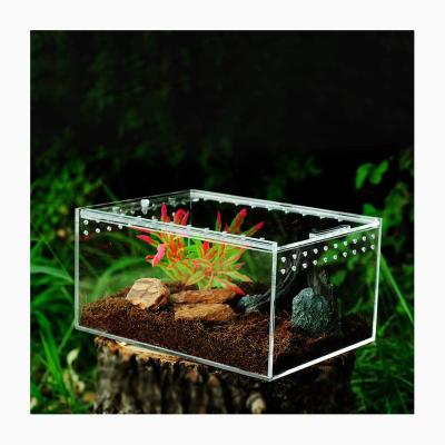 China XITU Small Square Viable Tarant Ant Farm Pet Cuboid Acrylic Multiplication Box Sliding Mini Greenhouse Reptile Nest Reptile Boxes Fences for sale