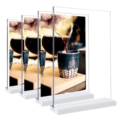 China Modern Acrylic Frame Decoration Acrylic Multiuse Tabletop Vertical T Shaped Sign Mounted Holder With Base Wall for sale