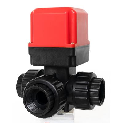 China DN25 PVC General Way Motorized Automatic Ball Valve PVC 3 Ball Control With Manual Valve And PVC Check Valve for sale