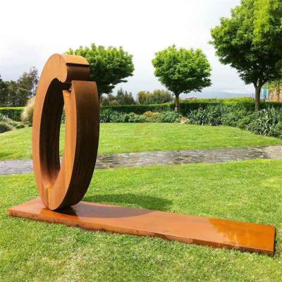 China Outdoor Abstract Corten Steel Sculpture Garden Rusty Metal Art Statue for sale