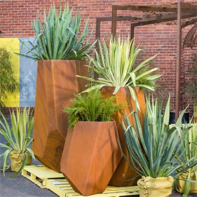 China Rectangular Flower Pot Garden Metal Ornaments Corten Plant Pots 1000mm Long for sale