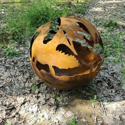 China Diameter 800 mm Corten Vuurput Buiten Dikte 6 mm Houtbrandende vuurbol Te koop