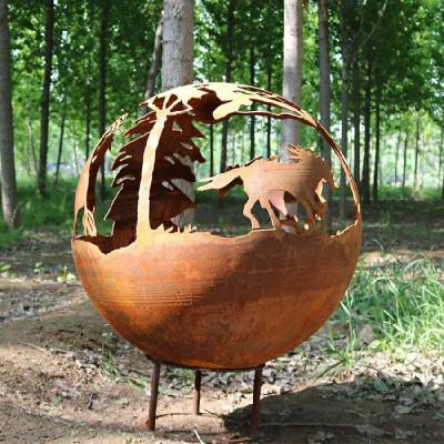 China Houtverbranding Buiten Corten Steel Fire Pit draagbare stalen kom vuurput Te koop