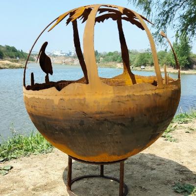 Κίνα 60cm Hnjbl ξύλο που καίει στρογγυλό Corten Fire Pit Σφαίρα Ρουστικό Κόκκινο ή προσαρμοσμένο προς πώληση