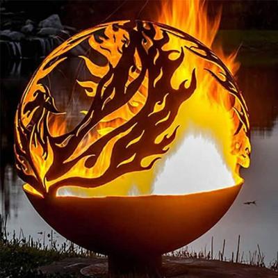 China Design esférico Corten Steel Firepits Rustico Vermelho ou acabamento personalizado à venda