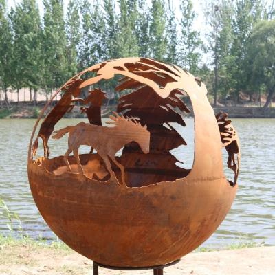 Κίνα 3 mm πάχος Corten Steel Gas Fire Pit Φυσικό σκουριασμένο επιφάνεια φινίρισμα προς πώληση