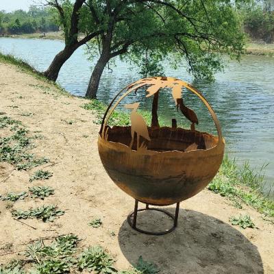 China Rustico Red Wood Burning Corten Steel Round Fire Pit Bowl 600mm à venda