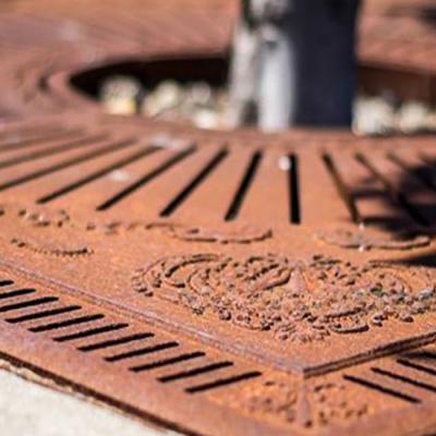 China Outdoor Sidewalk Corten Steel Trees Grate Outside Street Metal Square Tree Grilling à venda