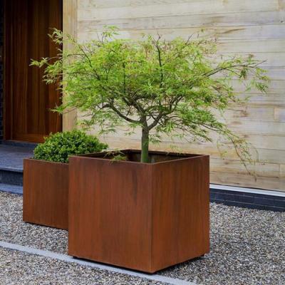 Cina Pot di acciaio corten rosso arrugginito personalizzato con design leggero e foro di drenaggio in vendita