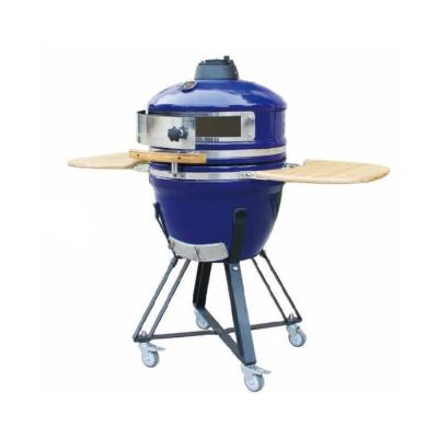 China Blauwe kleur Outdoor Ceramic BBQ Grill 21 Inch Grote Kamado Grills met pizzaoven Te koop