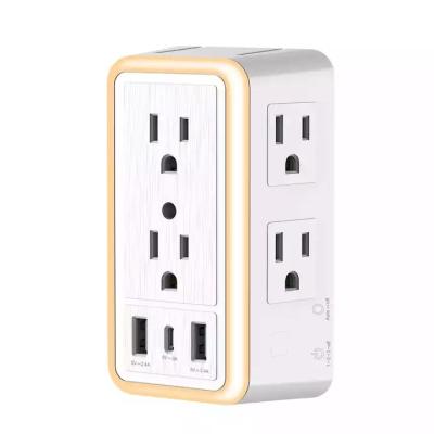 China Convenient Safety USB Wall Charger, Surge Protector, 5 Outlet Supplement with 4 USB Ports (4.8A Total) 3-Sided 1680J Power Charging Strip for sale