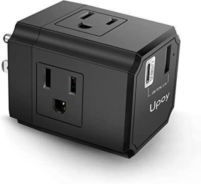 China Convenient Safety USB Charging Station with Outlets Upoy, Extra 1875W, Dual 3.1A Charging Total, C Port Cube USB Ports Outlet Block with 3 Wall for sale