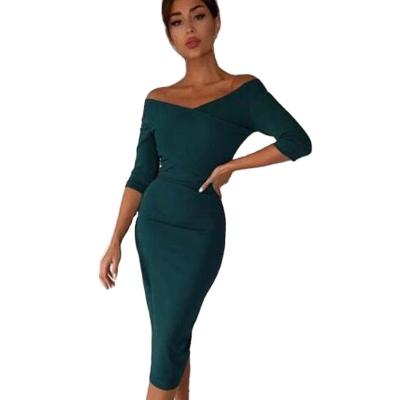 China European Anti-wrinkle elastic short sleeve celebrity bandage dress women green sexy bodycon dresses evening dress for wedding cocktail party for sale