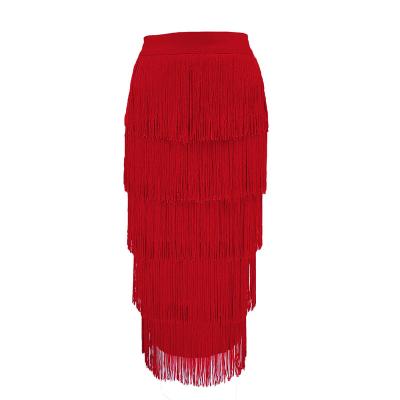 China Wholesale Breathable European Tight Tassels Women Skirt Party Evening Dress Sexy Skirt For Wedding Dinner Club for sale