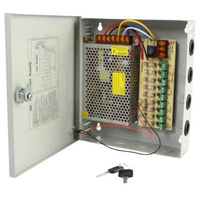 China Output Type Single 9 Port 5 Amp 12V DC Distribution Power Supply Box Cabinet for CCTV for sale