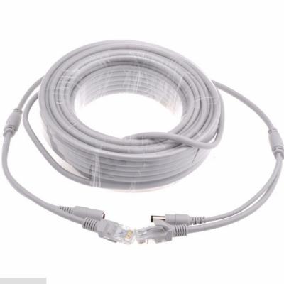 China 3/5/10/15/20/30M 50m Gray CAT5/CAT-5e Ethernet RJ45 DC Power CCTV Network Lan Cable for POE Camera for sale