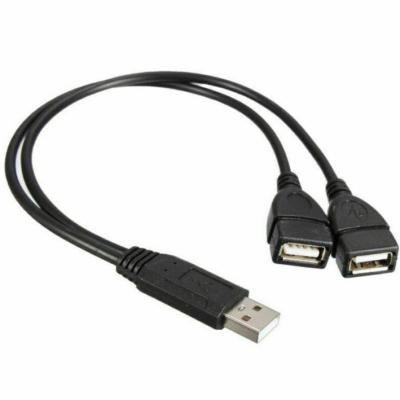 China Bajo voltaje USB 2.0 un macho a 2 doble Jack femenino Y splitter Hub Cord-Cable-Ada de energía en venta