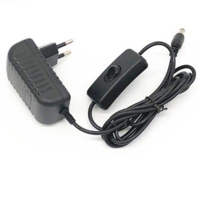 China Plug In EU Plug Adapter AC 100-240V DC 12V 2A 24w Power Adapter with ON/OFF Switch for sale