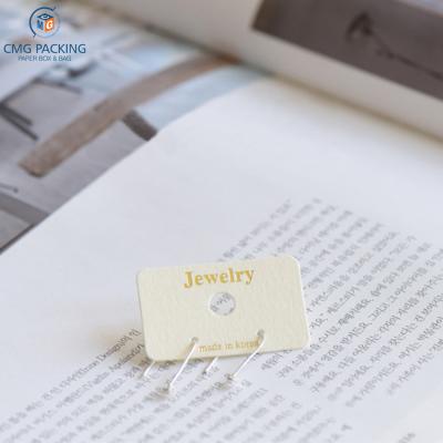 China Jewelry Disply Customized Logo Mini Kraft Paper Hot Stamping White Earring Card, Hanging Jewelry Display Cards for sale