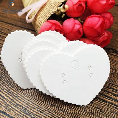 China 100Pcs/lot WhiteJewelry Card Heart Shape Jewelry Earring Card Wrapping Paper Earring Cards Display Paper Packaging for sale