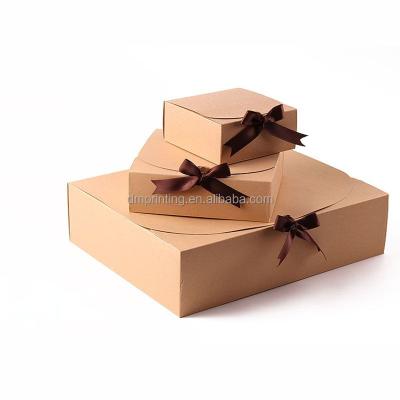 China Recycled Materials Wholesale Custom Logo Ribbon Bow Wedding Wrapping Paper Gift Box For Food Or Gift Wrapping for sale