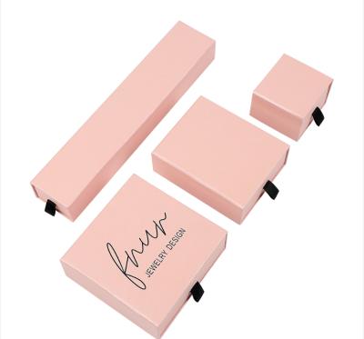 China Jewelry Packaging Wholesale Custom Cheap Fashion Jewelry Pink Or Black Earrings And Necklace Packaging Box Custom For Packing Gift for sale