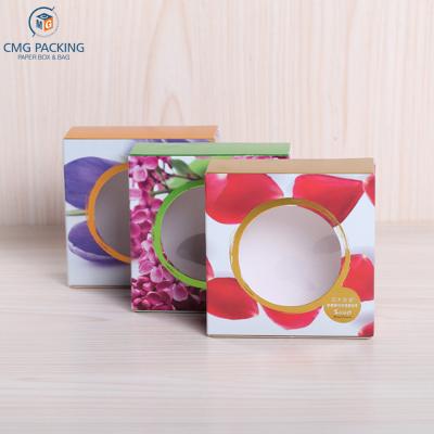 China Recycled Materials Wholesale Customized Cheap Design To Accept Round Clear Window Packaging Box For Handmade Soap for sale