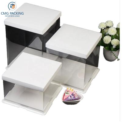 China Handmade Square Size Cardboard Rigid Closing Custom Paper Cake Packaging Gift Box Large With PVC Window for sale