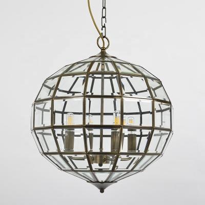 China Scandinavian Hot Seller Glass Pendant Light For Staircase 3 Lights Brass Globe Pendant Lamp For Kitchen Room for sale