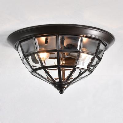 China Outdoor Mounted Vintage Round Decoration Art Home Ceiling Light Brass Fancy Glass Led Lamp for sale