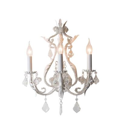 China Traditional Classic Crystal Hallway 3 Lights Wall Light Design Iron Room White Wall Lamp for sale