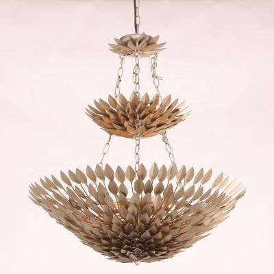 China New Design Interior Decoration Silver Leaf Decorative Iron Chandelier Lighting for sale