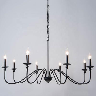 China Handmade modern simple elegant black iron chandelier lighting for living room for sale