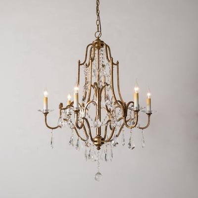 China Country style residential American antique gold crystal crystal chandelier for centerpieces home decoration for sale