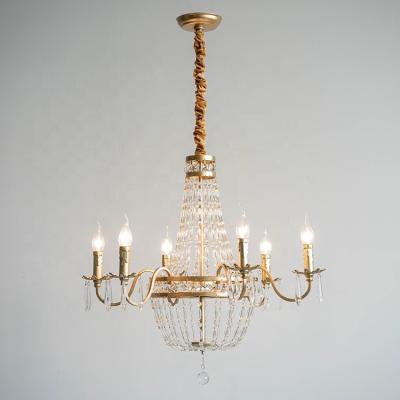 China New Fancy 6 Lights Modern Gold Chandelier Crystal Pendant Light For Dining Room for sale