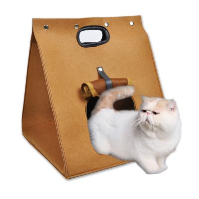 China Wholesale Breathable 3 in 1 Cat Kitten Puppy Nest Travel House Pet Bag Multifunctional Carrier Warm Felt Cats Garbage Bed for sale