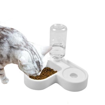 China Viable Automatic Dog Cat Food Water Dispenser Bottle Rolls Pet Feeder No Splash Feeding Double Pet Bowl for sale