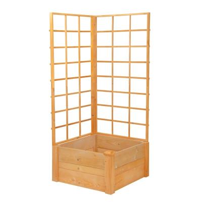 China Country Rectangle Outdoor Garden Wooden Planting Box with Trellis and Raised Nonwoven Interior Bed Lining for sale