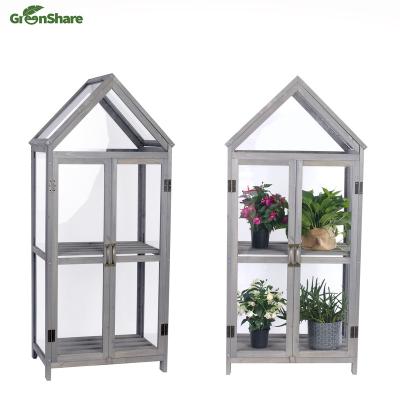 China New Easily Assembled Wooden Mini Garden Balcony Greenhouse for Grow Your Own Fit Collarn Pallet with Shelf for sale