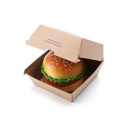 China Eco friendly compostable kraft paper burger hamburger box for sale