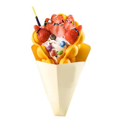 China Custom churros cone packaging paper cone holder crepe pancake hong kong egg waffle box for sale