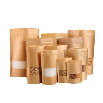 China Cuostomized Zipper Bags For Food Packaging Kraft Stand Up Pouch Bag With Window Snack Packaging Sealed bags for sale