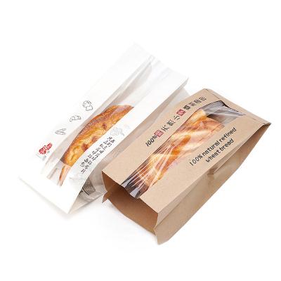 China Factory Manufacturer Bakery Food Printed Brown Kraft Bread Packaging Paper Bags With Plastic Window en venta