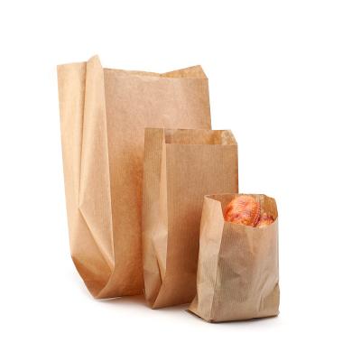 China KW144 Factory Wholesale Custom Ribbed Bown Kraft Paper Bags For Food Takeaway Food Paper Bags en venta