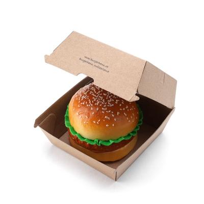 China Custom Disposable Kraft Paper Box Eco-friendly Hamburger Boxes Food Packaging Boxes for sale